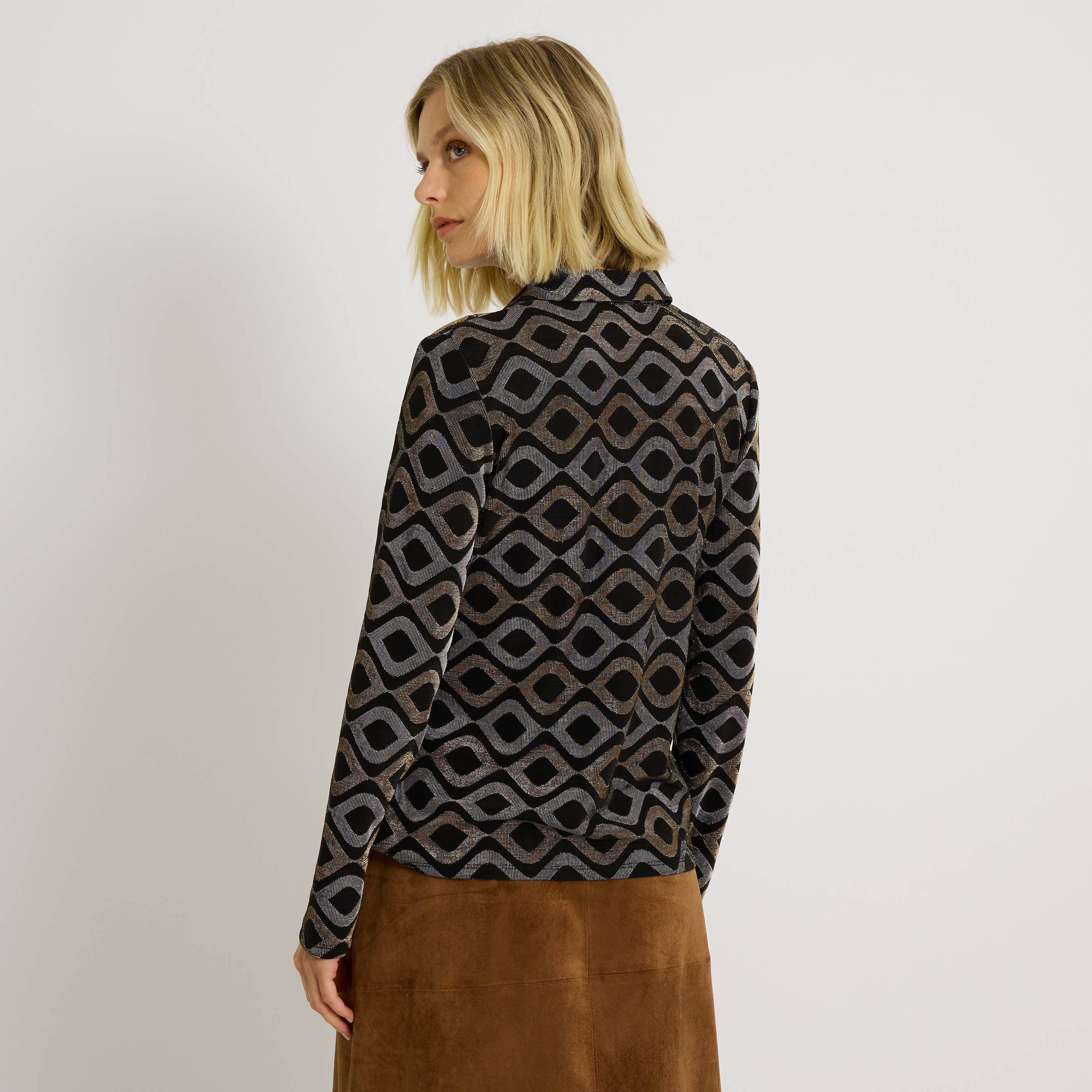 Chemisier en maille jacquard femme