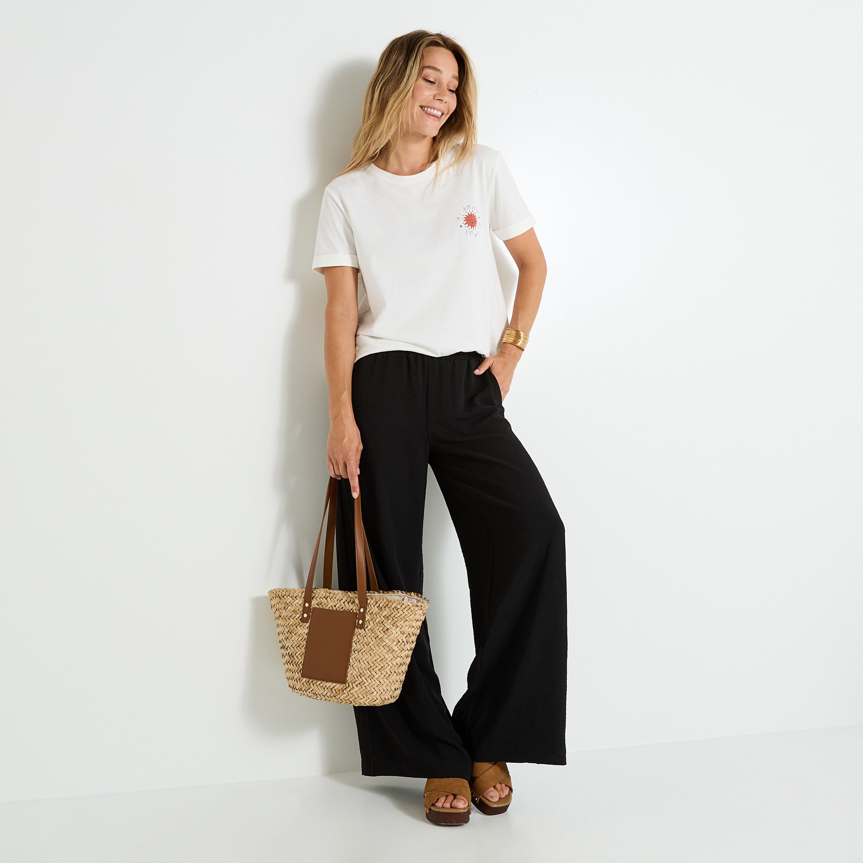 Pantalon large fluide femme