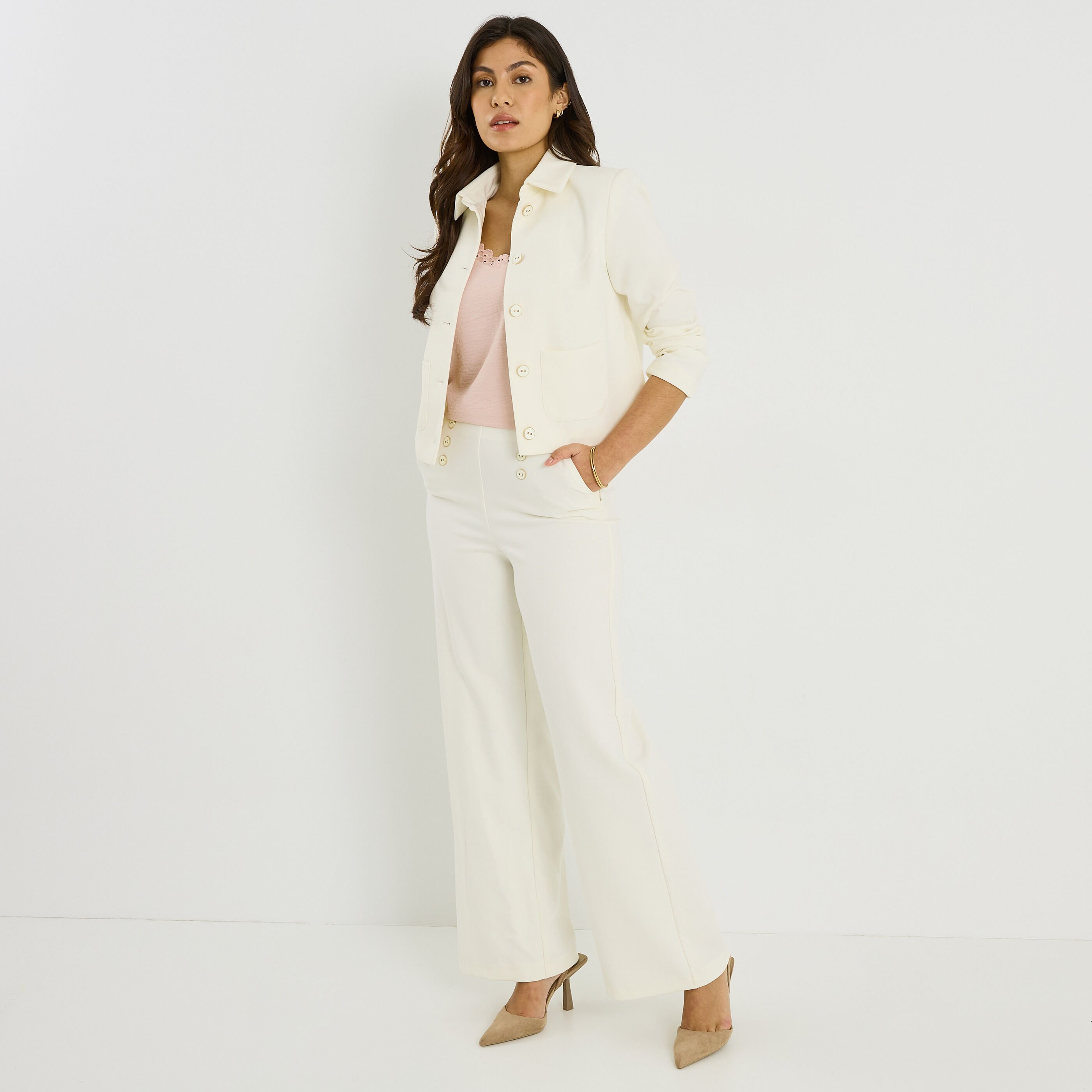 Veste courte col chemise femme