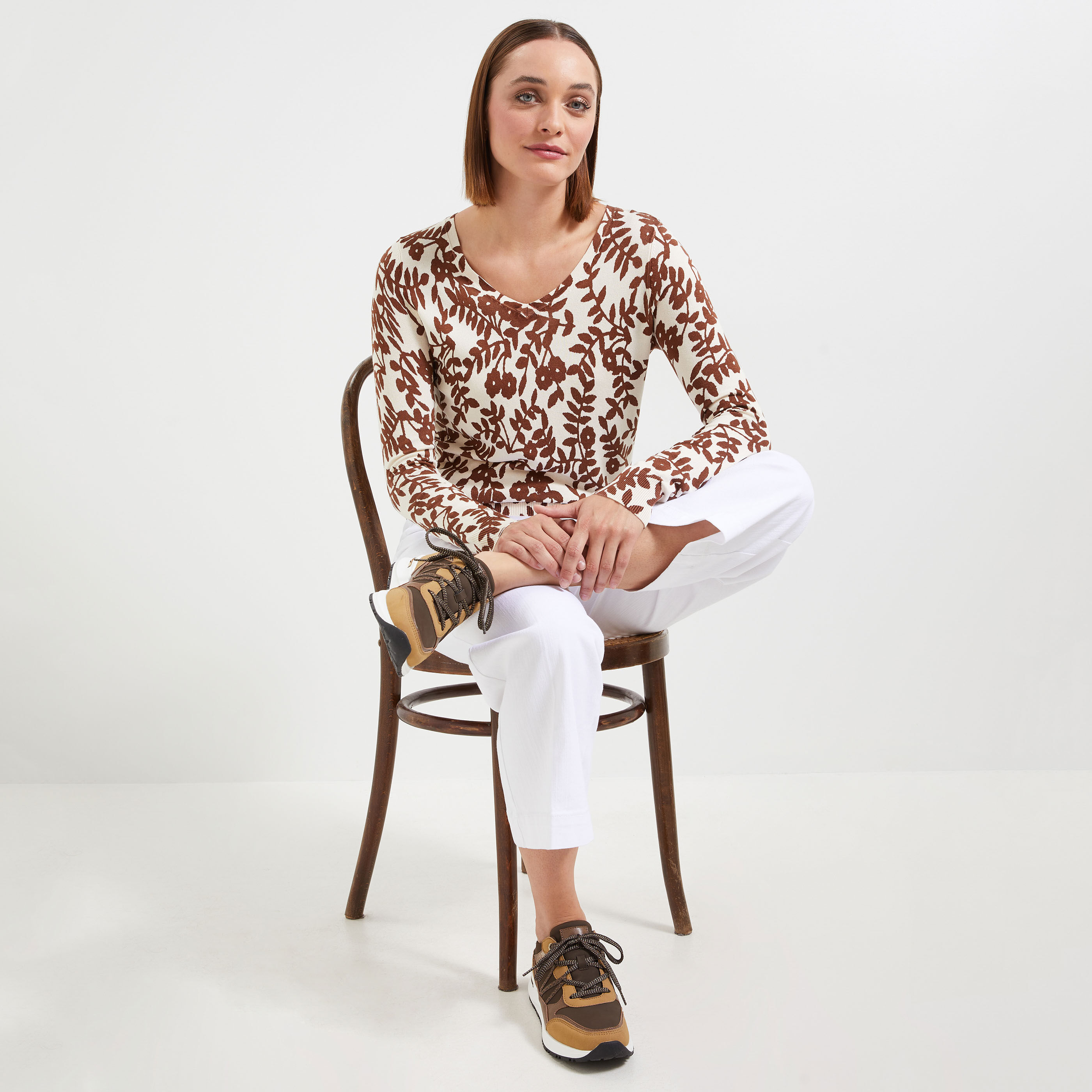 Pull fleuri top femme