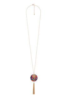 Collier disques imprimés avec pompon 
