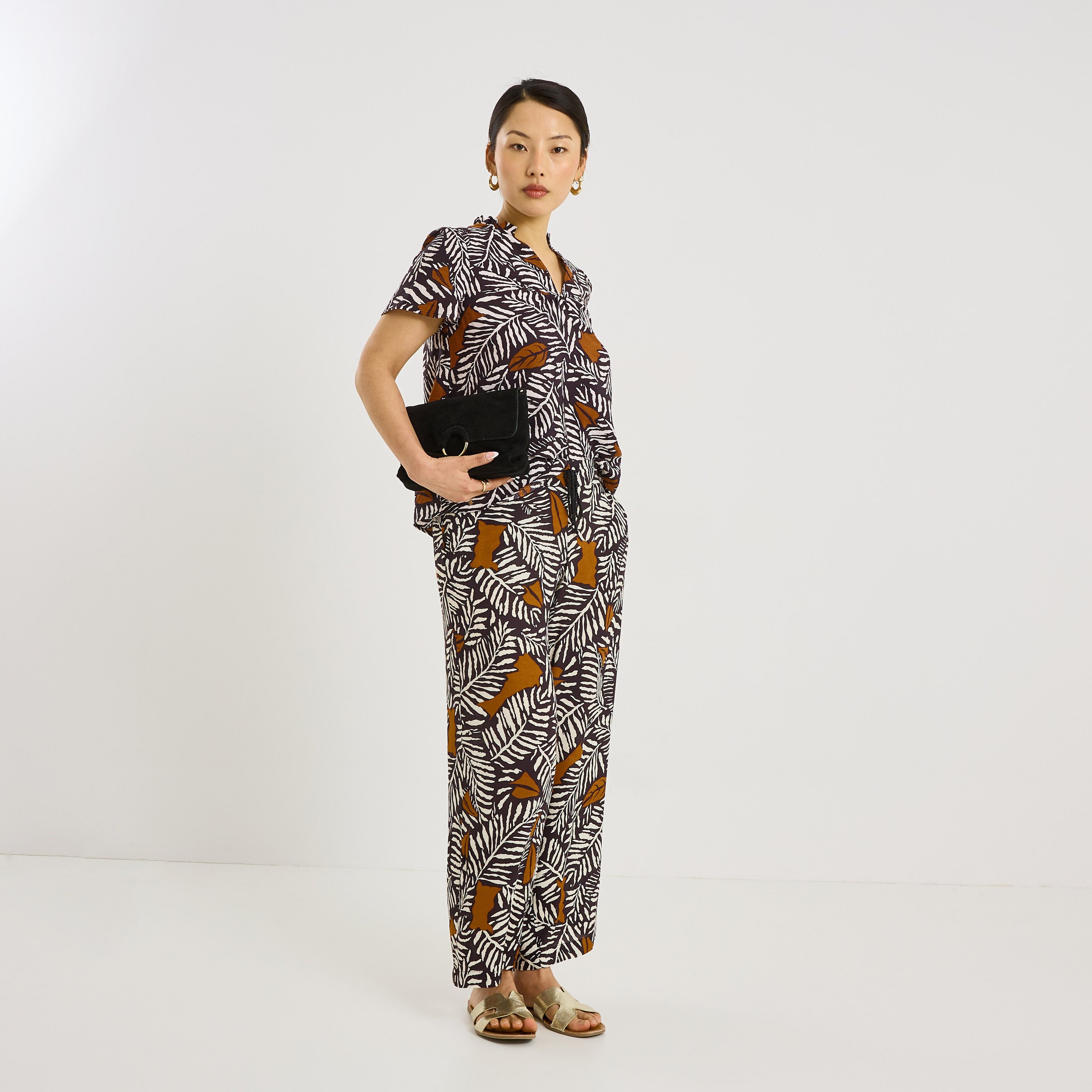 Blouse imprim&eacute;e manches courtes femme