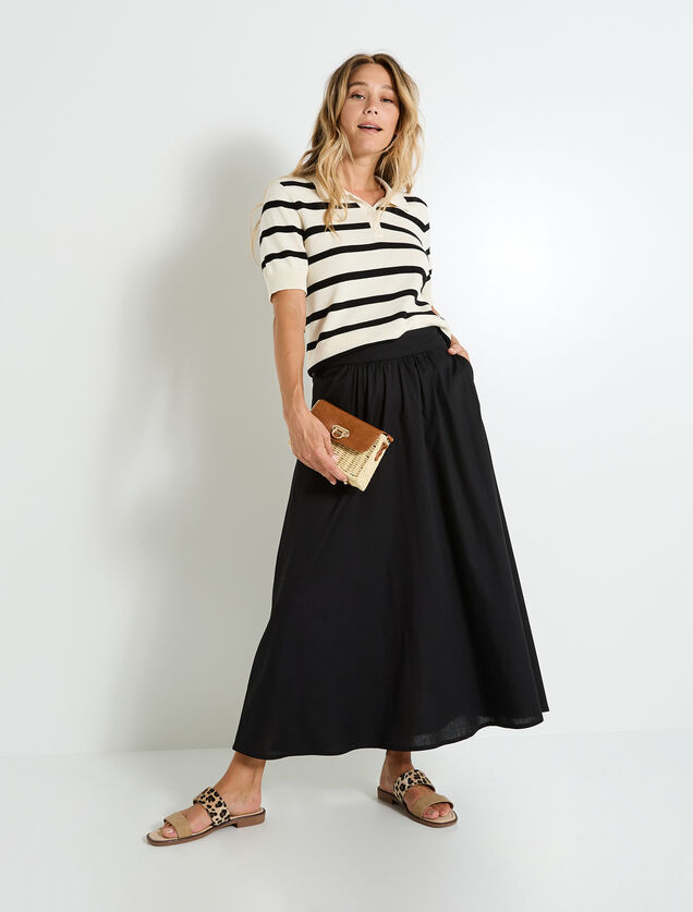 Jupe longue en popeline femme