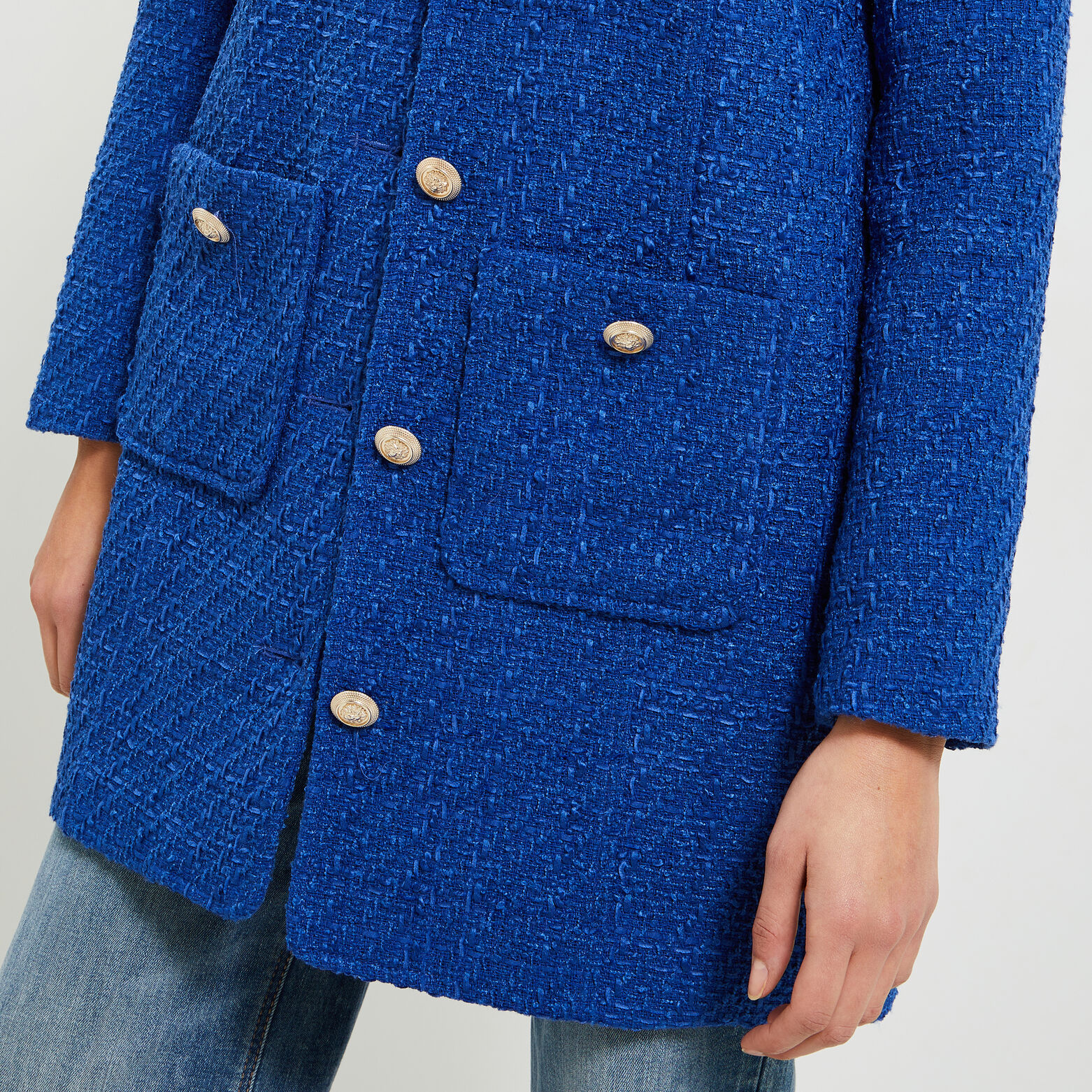 Manteau mi-long en tweed femme