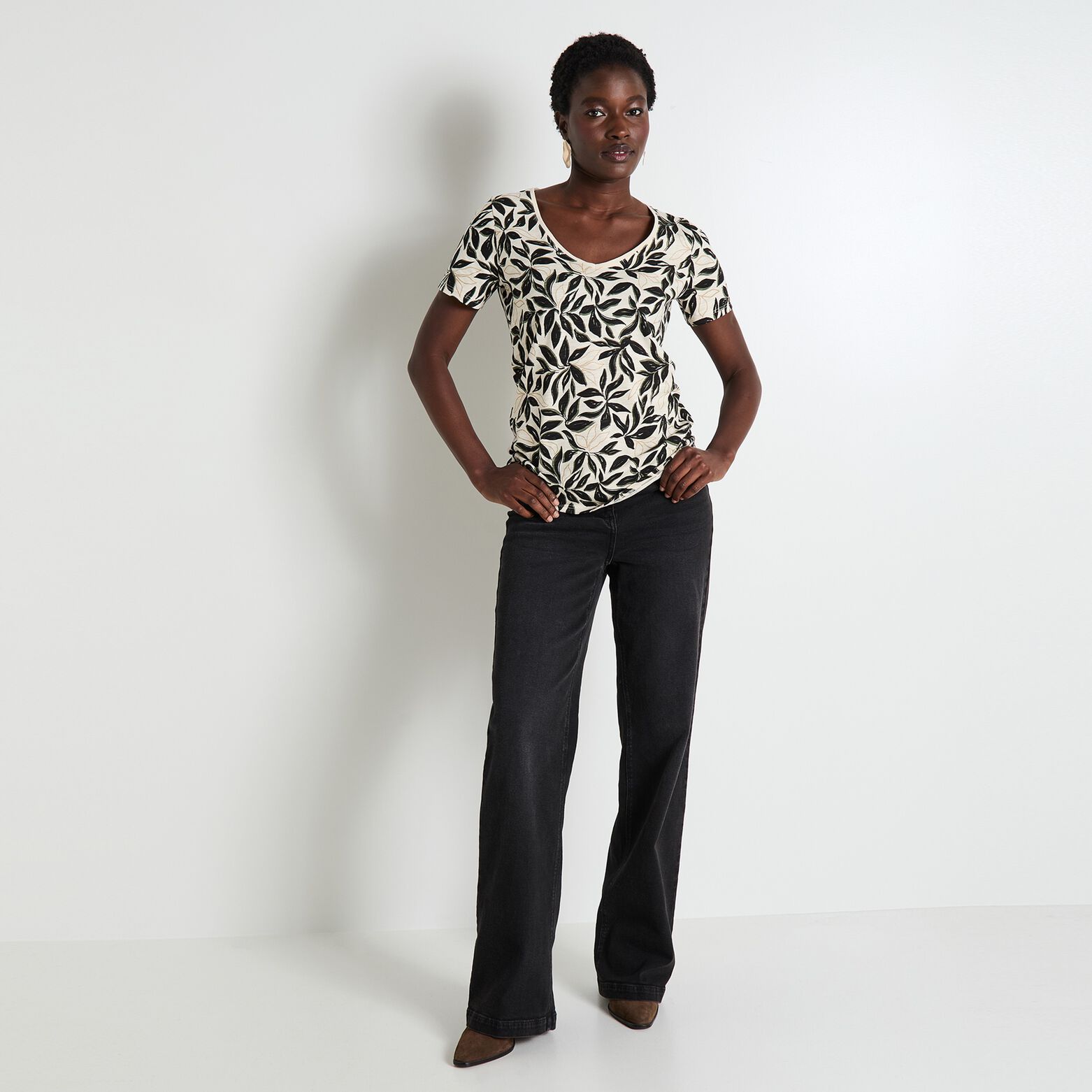 T-shirt col V femme