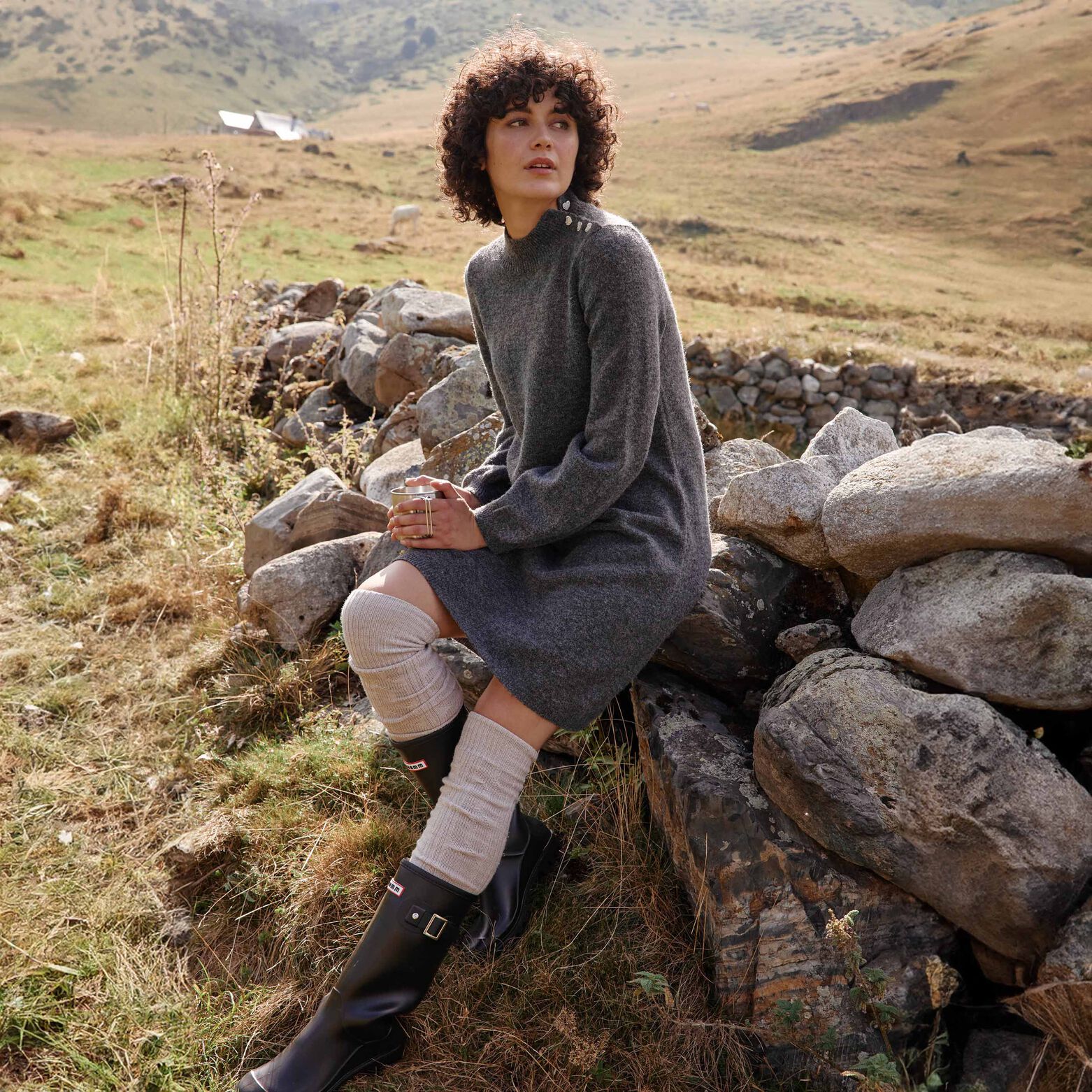 Pull Oversize Robe Pull Femme Grande Taille Robe Pull Femme GRIS