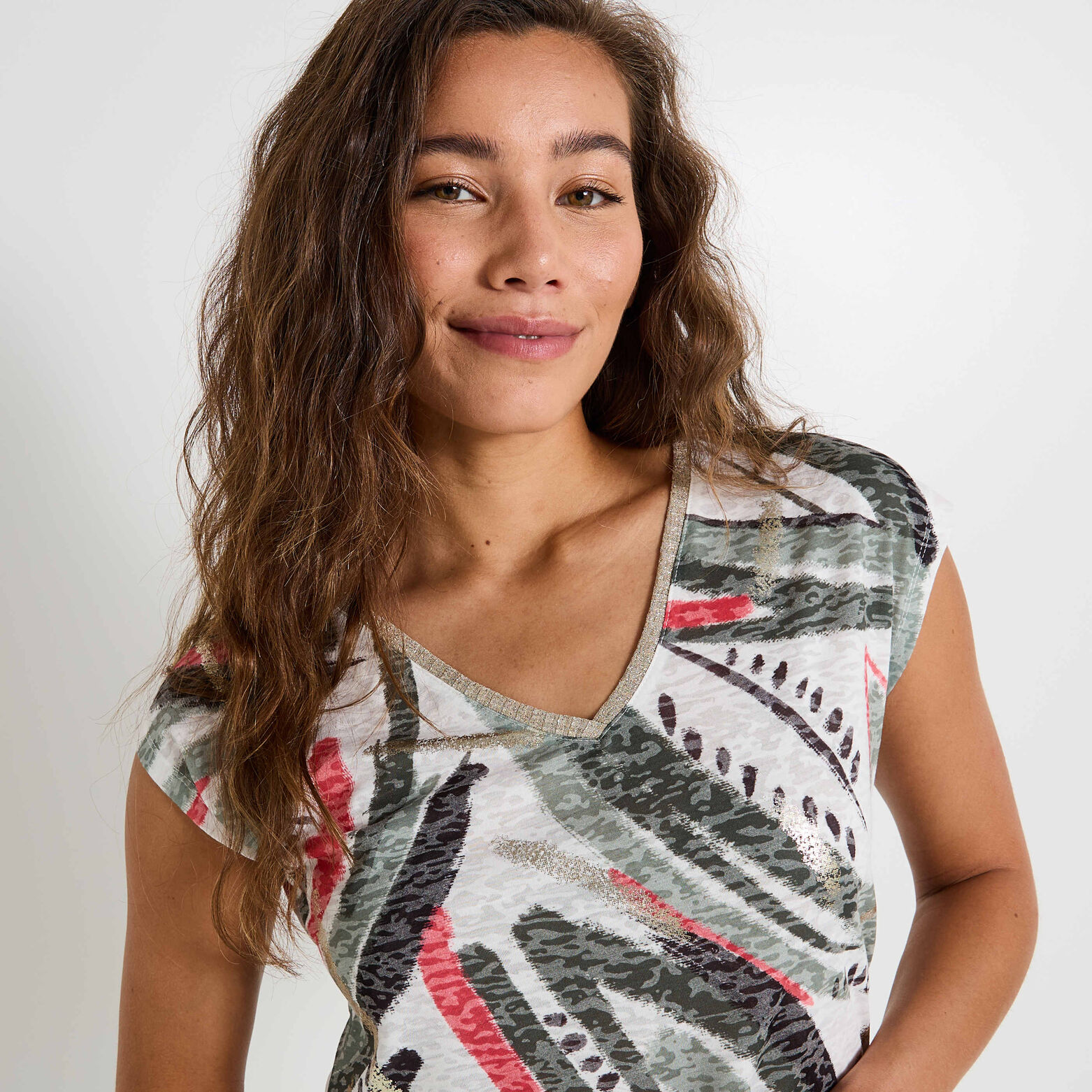 T-shirt col V femme
