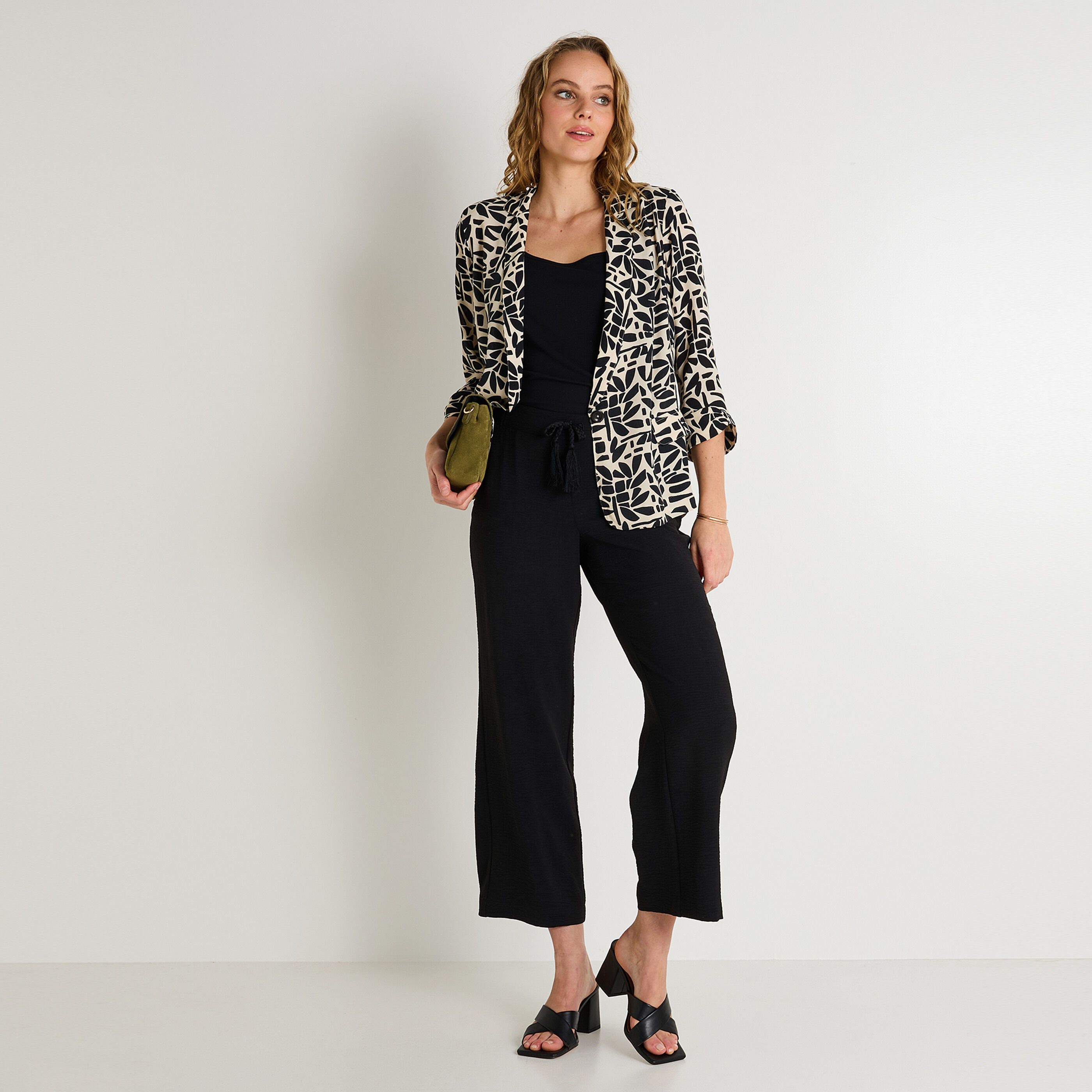Blazer imprim&eacute; feuillage femme