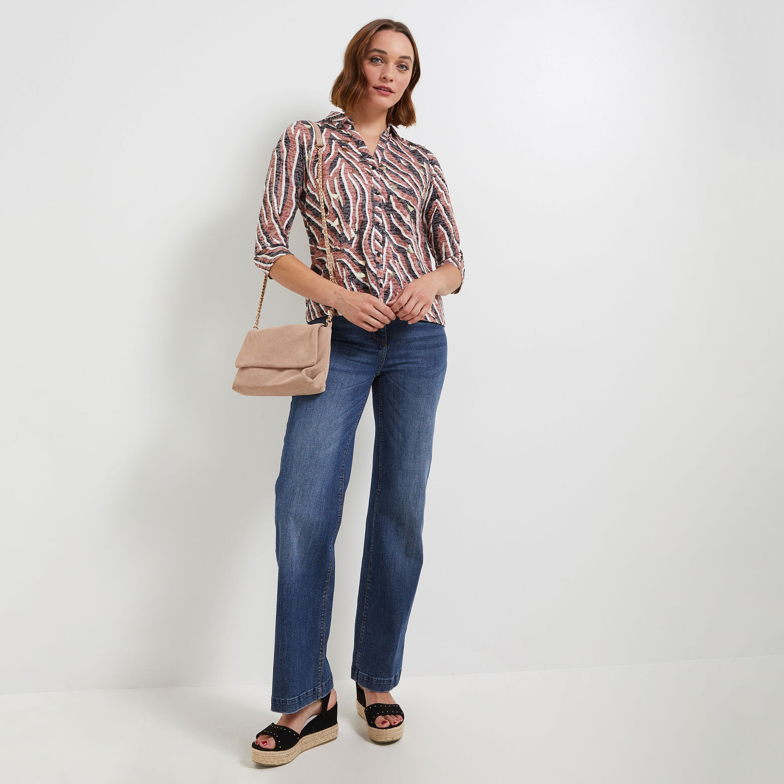 T-shirt col chemise imprimé