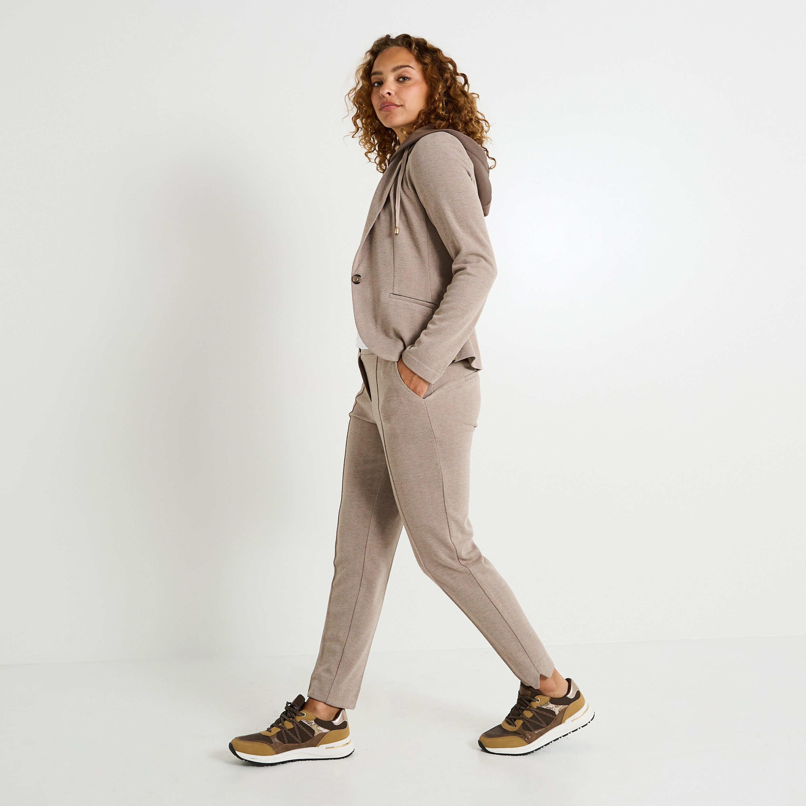 Pantalon cigarette en maille femme