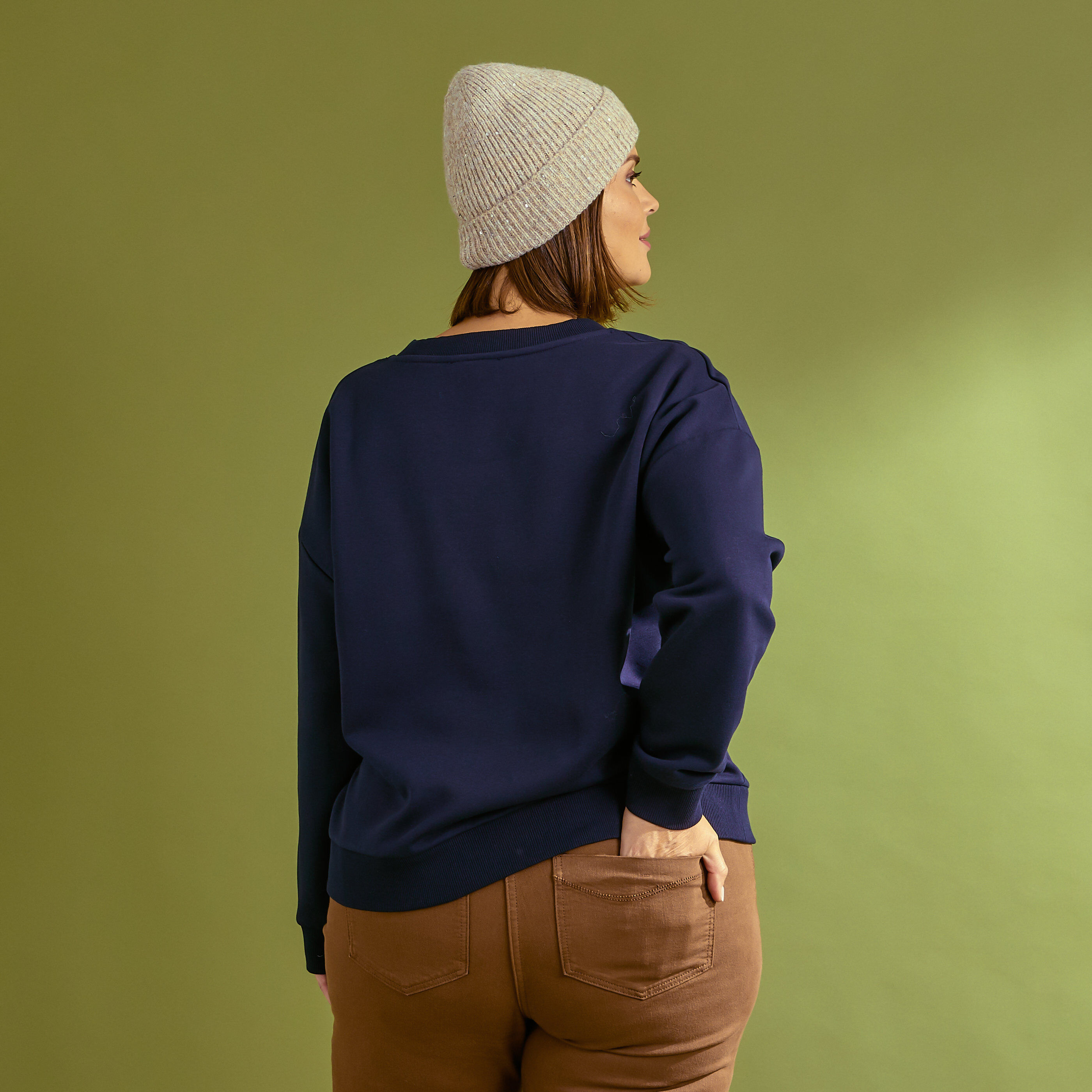 Sweat ours brod&eacute; col rond femme