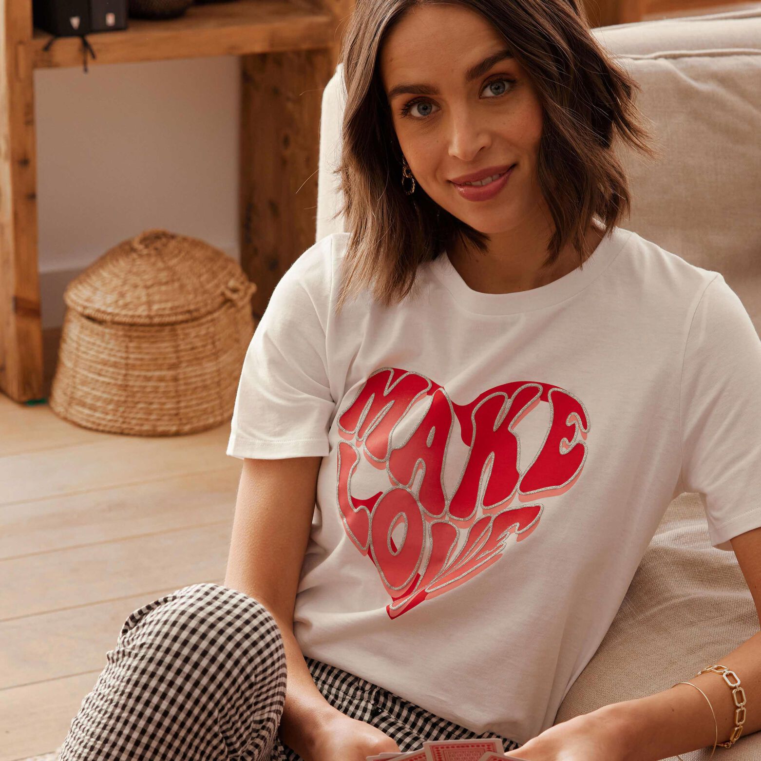 Tshirt imprimé coeur femme