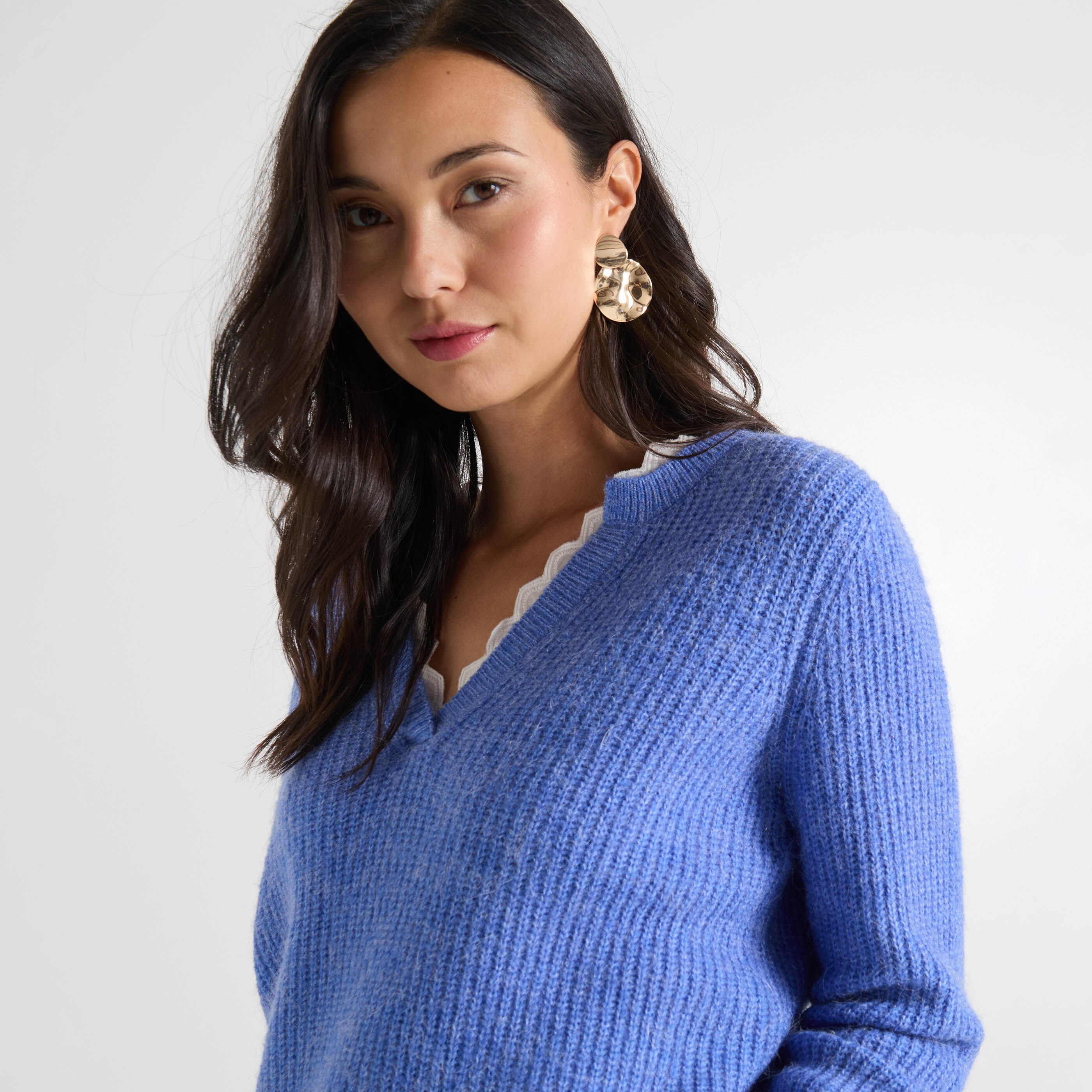 Pull col chemise femme