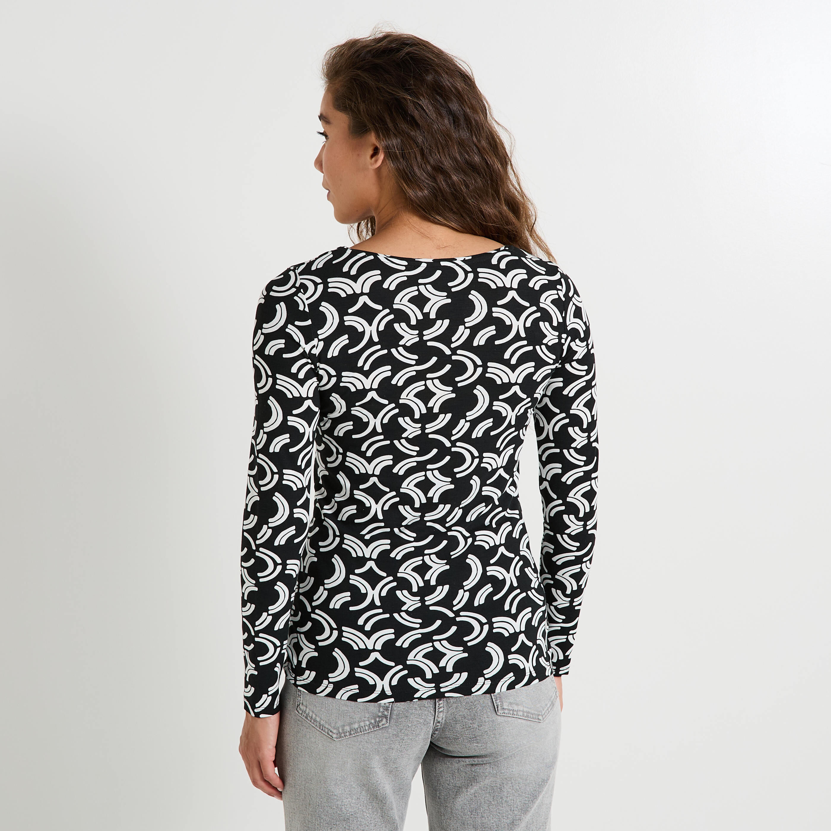 T-shirt manches longues imprim&eacute; femme