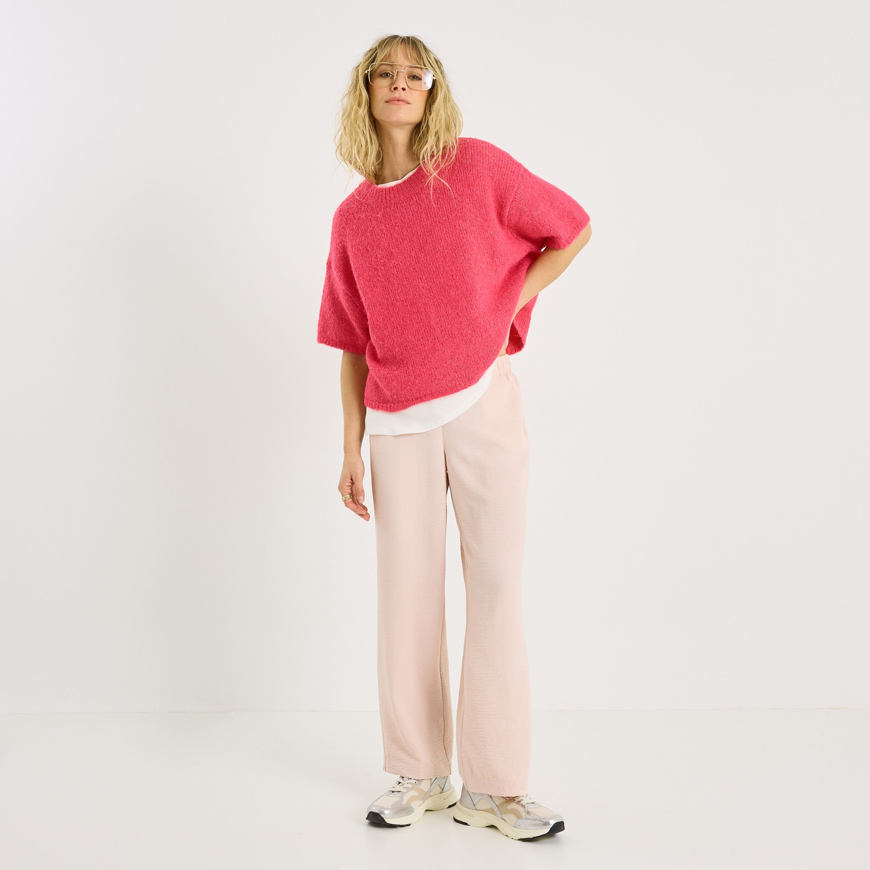 Pantalon fluide taille &eacute;lastiqu&eacute;e femme