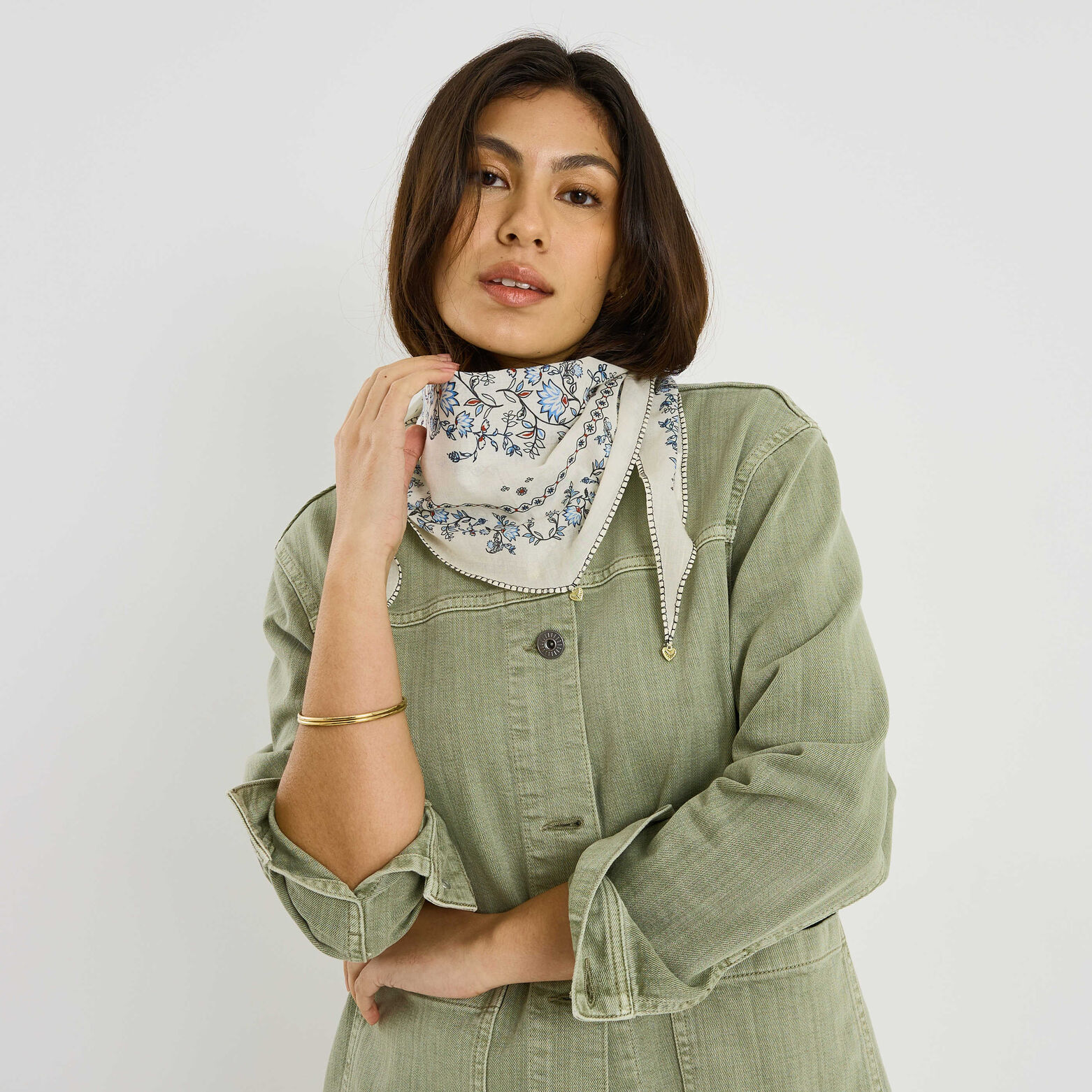 Foulard en coton imprimé fleuri femme ROSE Foulard en coton imprimé fleuri femme ROSE