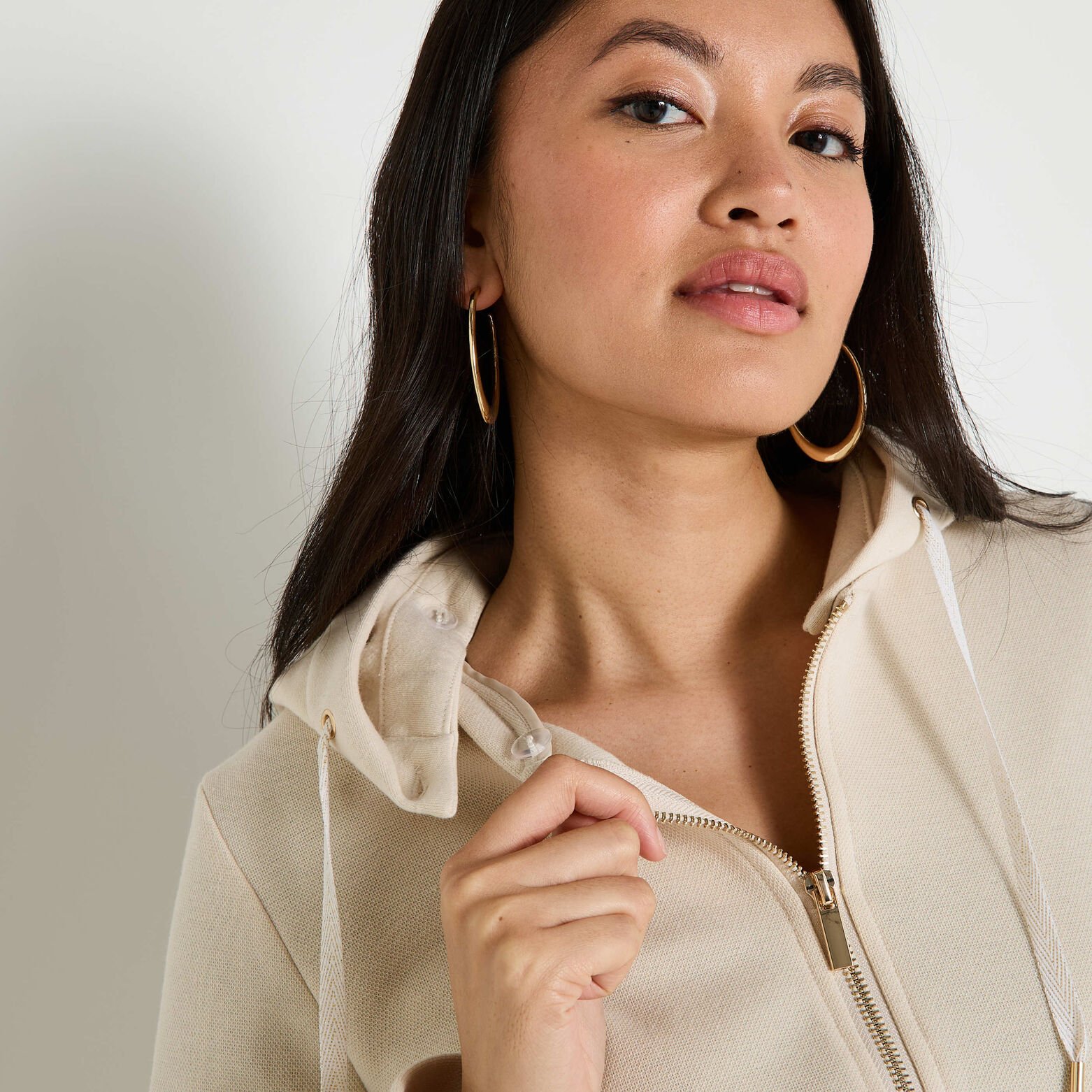 Veste zippée à capuche amovible femme