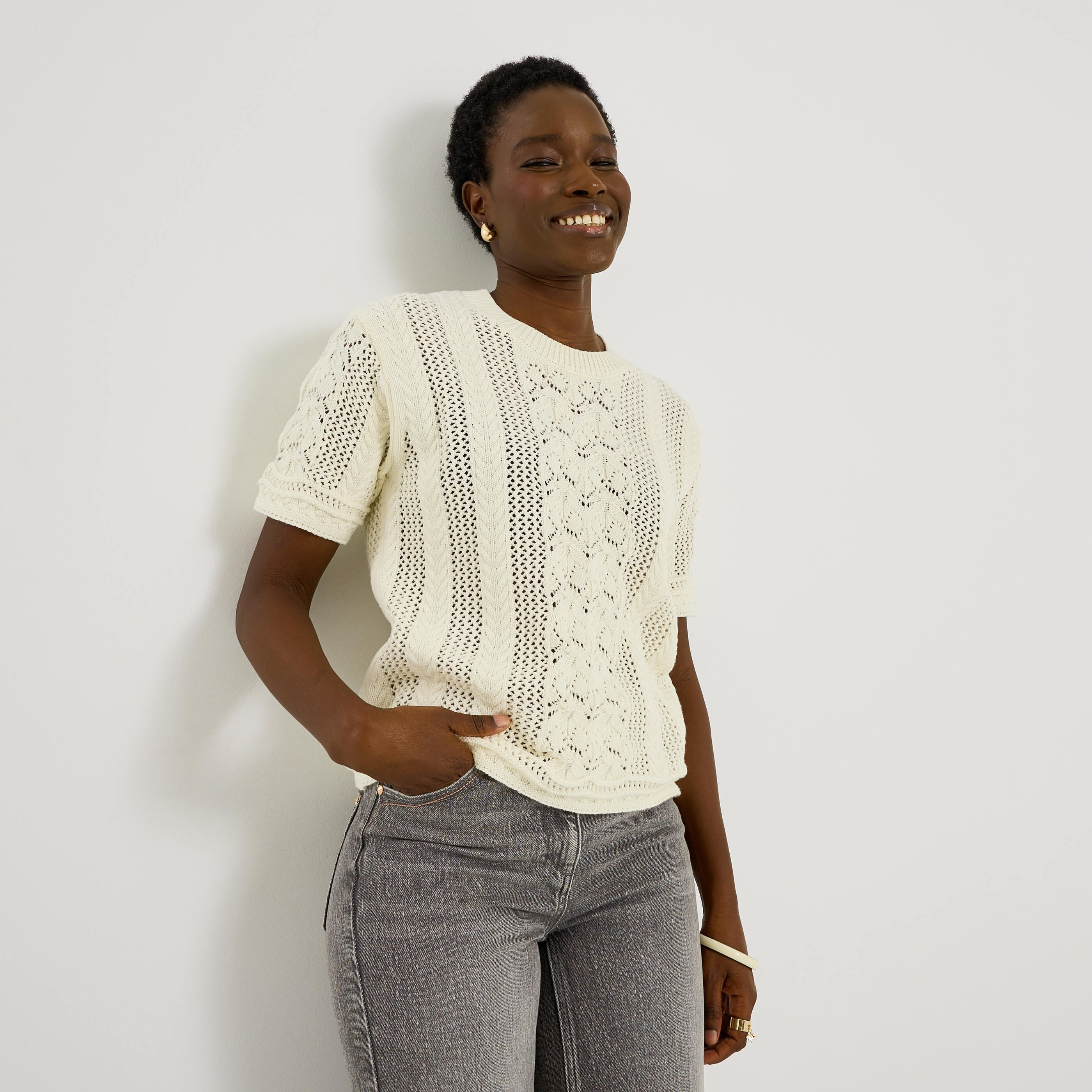 Pull manches courtes femme