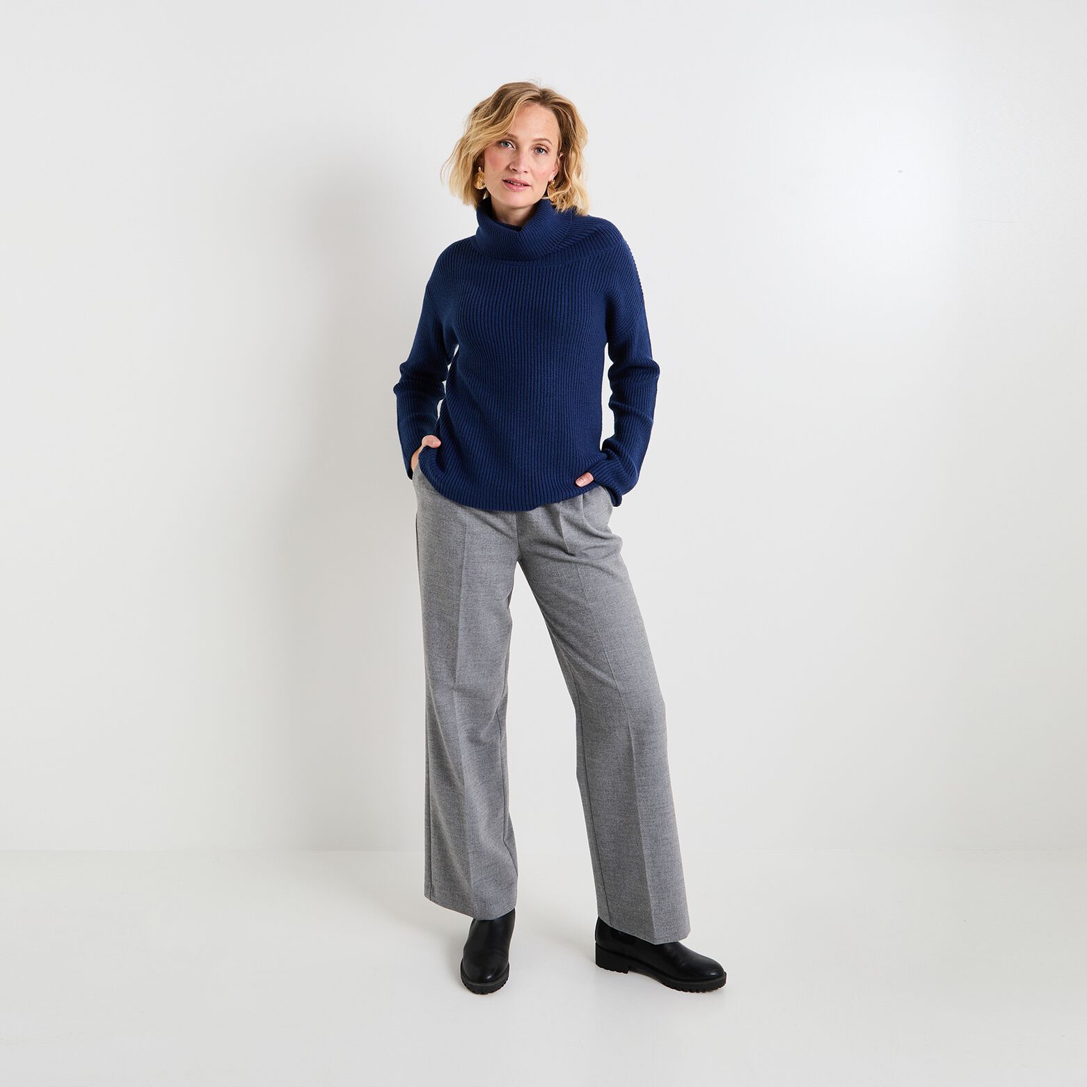 Pull col roulé femme