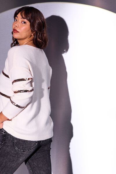 Pull col V femme