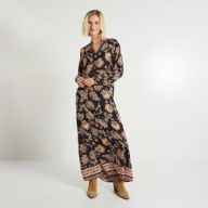 Robe longue imprimé fleuri à col V