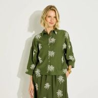 Chemise ample broderies palmiers