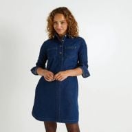 Robe denim col chemise