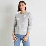 Pull fleurs brodées
