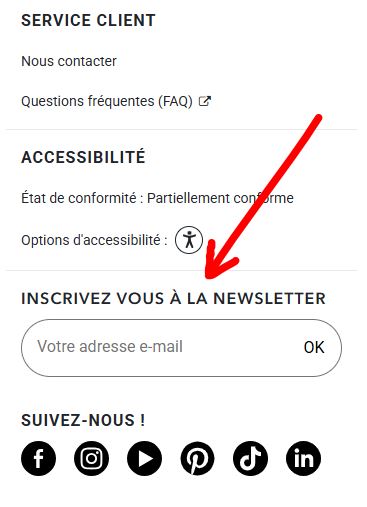 Champ newsletter du footer