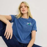 Blouse brodée en denim