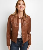 Blouson en simili cuir camel