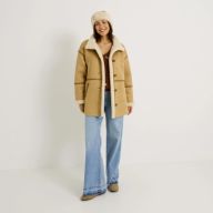 Manteau effet peau lainée