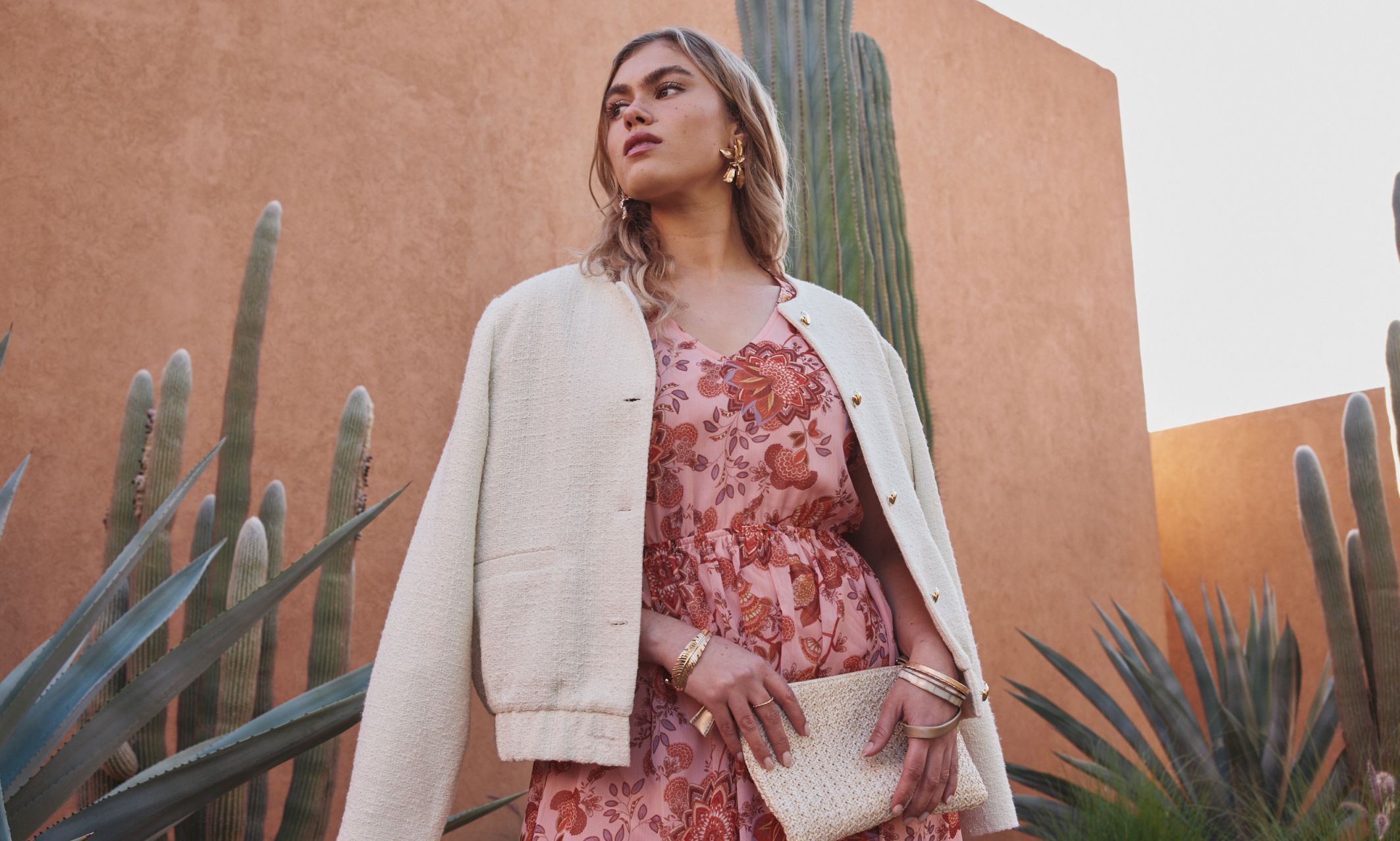 La robe Grain de Malice à 59,99€, la veste Grain de Malice à 49,99€ et la pochette Grain de Malice à 17,99€