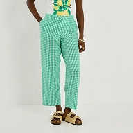 Pantalon seersucker imprimé vichy