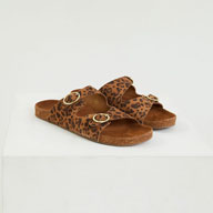 Mule léopard croûte de cuir