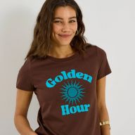 T-shirt col rond print soleil