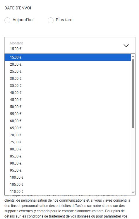 Montants disponibles